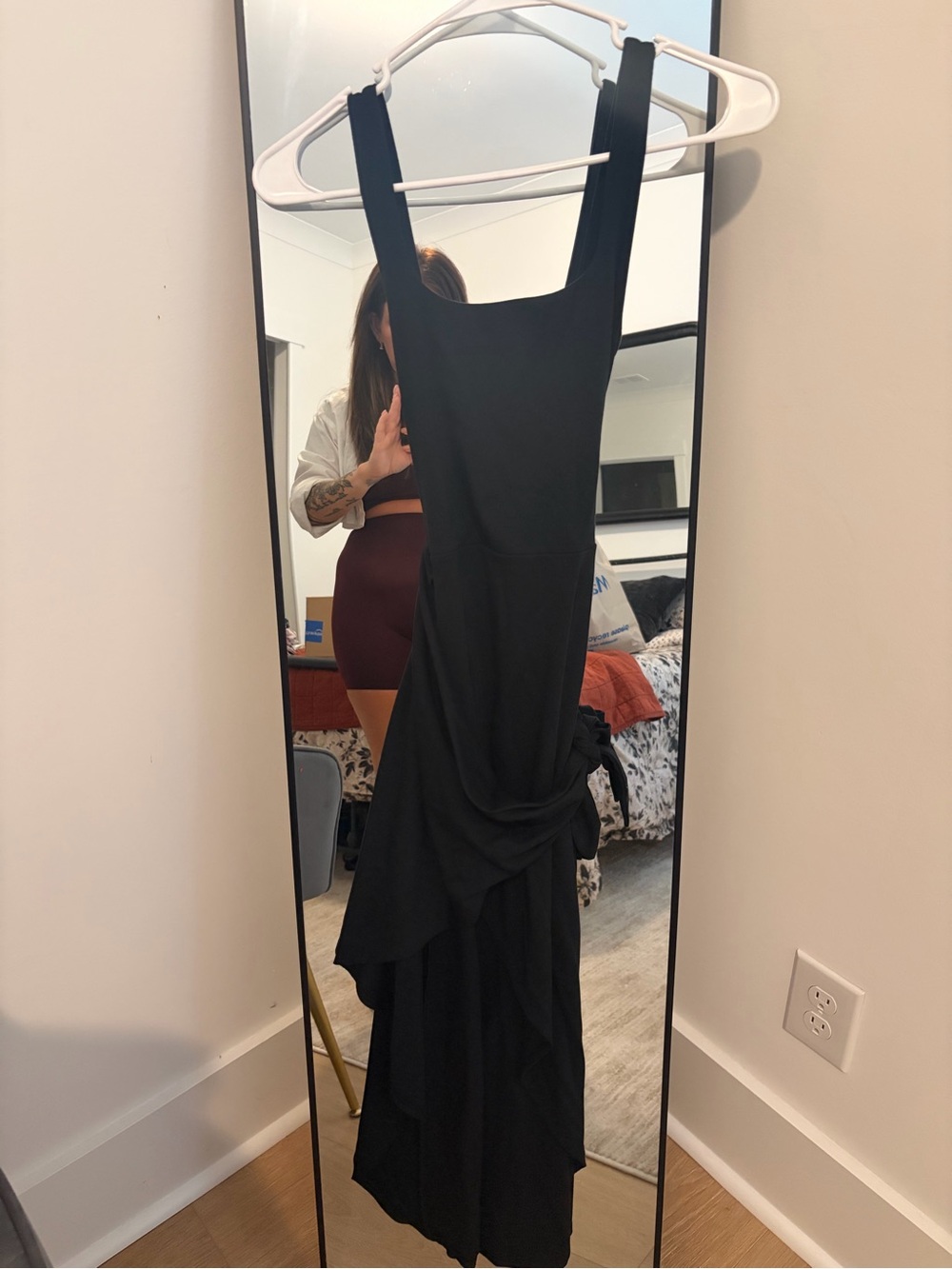 Wilfred Black Ruffle-Strap Maxi Dress